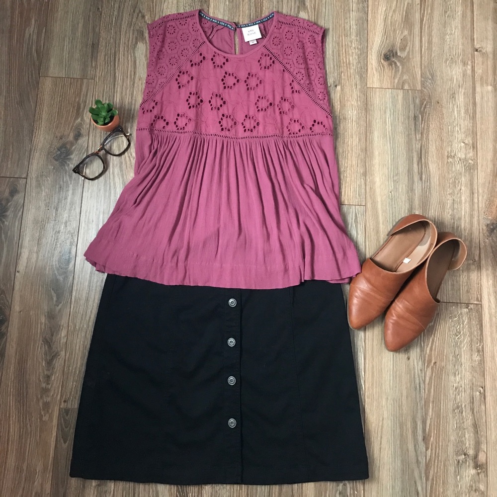 Black Talbots Button Skirt